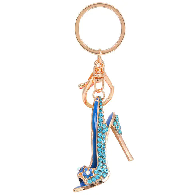 Luxury Rhinestone High Heel Shoe Keychain for Women