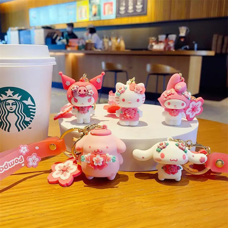 Pink Cherry Blossom Sanrio Cinnamoroll Keychain Decor