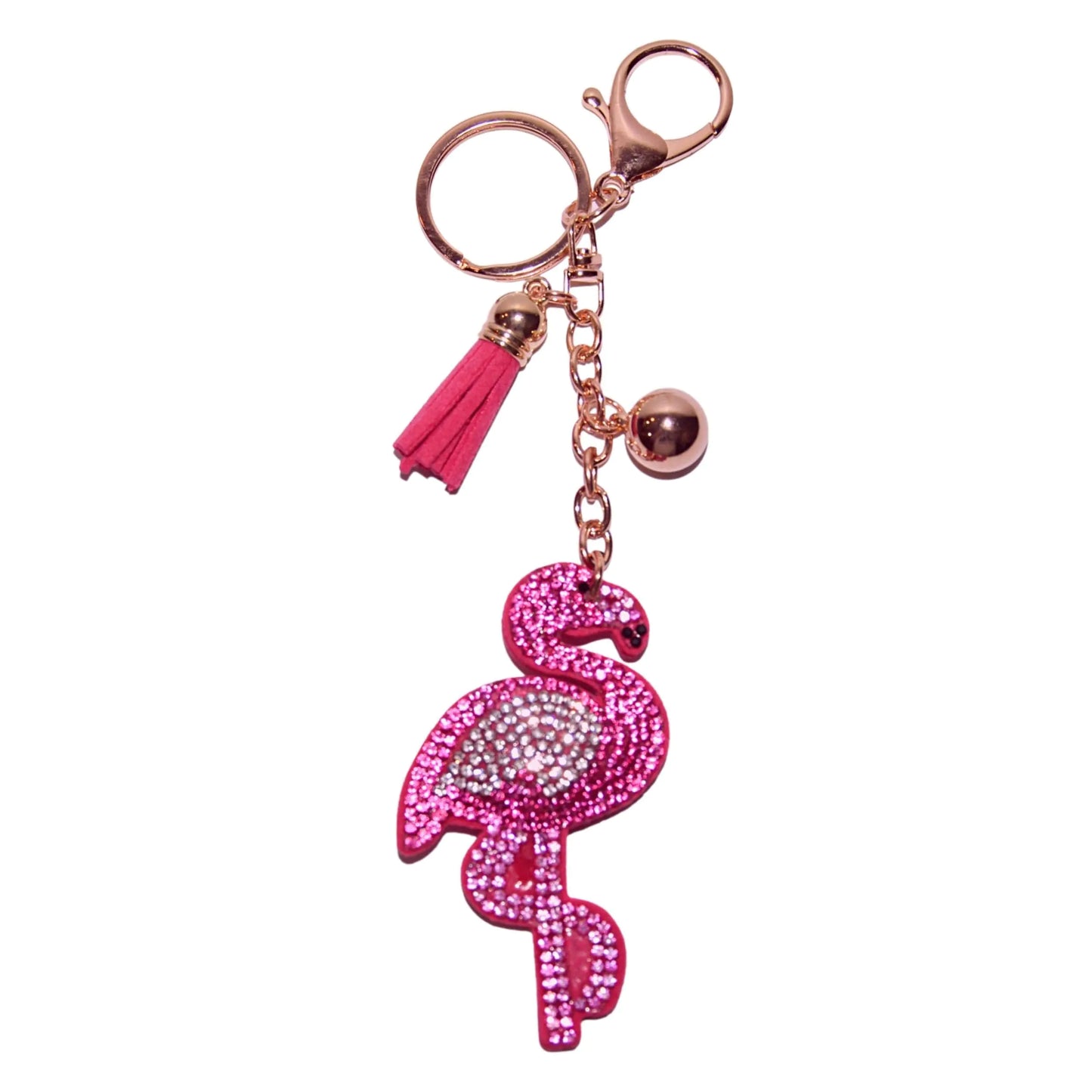Popfizzy Rhinestone Pink Flamingo Keychain for Women Flamingo Backpack Charm Bling Purse Charm Flamingo Gift