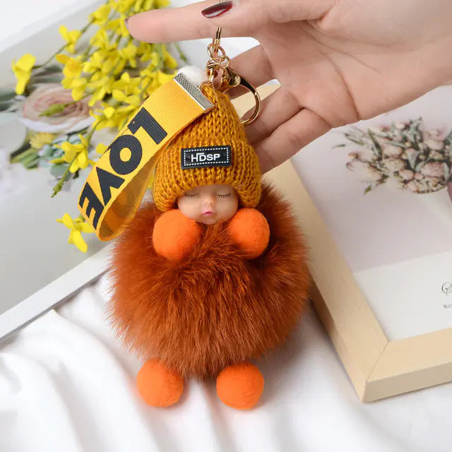 Cute Furry Plush Doll Keychain for Gift Decoration