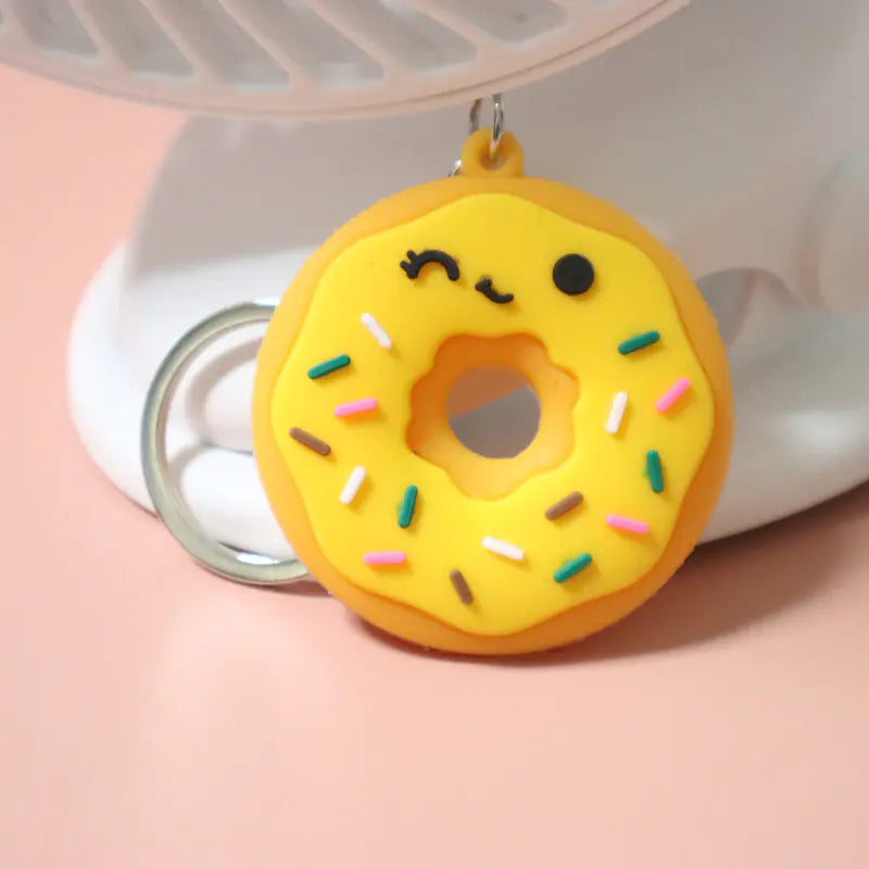 3D Smiley Donut Bread Pendant Keychain Jewelry