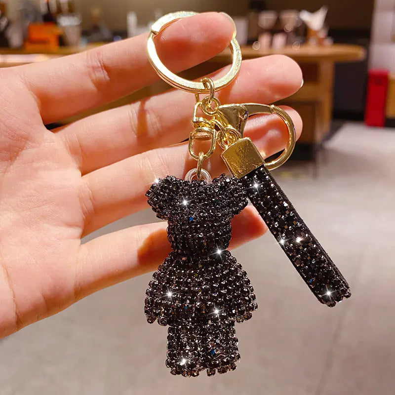 Creative Rhinestone Bear Keychain for Women