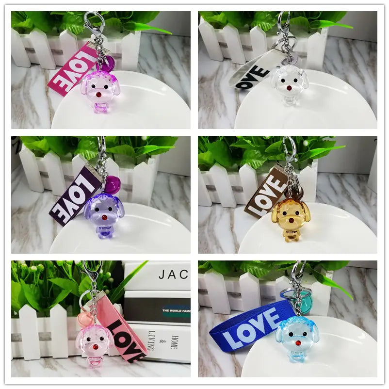 Teddy Dog Keychain, Cartoon Dog Acrylic Key Holder