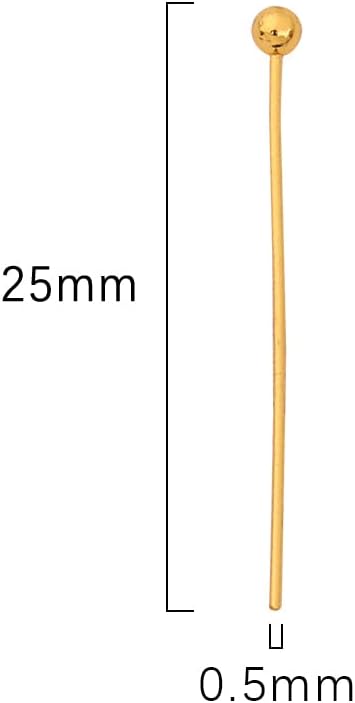 18K Gold Plated Ball Head Pins Non Tarnish 25mm 200pcs for Jewelry Making Findings