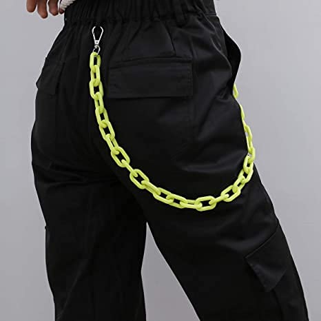 Sither Color Acrylic Jean Chains Wallet Chain Pocket Chain Belt Chains Keychain Hip Hop Punk Jean Pants Wallet Chains for Women and Men Gift on Halloween (green)