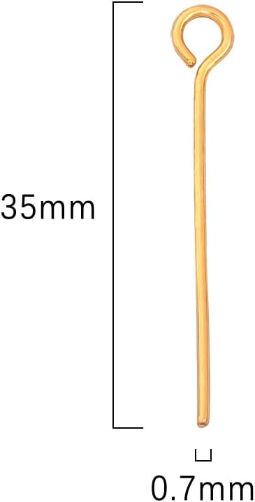 18K Gold Plated Open Eye Pins Non Tarnish 35mm 150pcs for Jewelry Making Findings