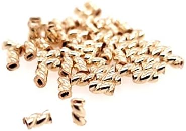 50pcs 14/20 Yellow Gold Filled Twist Tube Crimp Beads, 3 X 1.5MM, by CRAFT WIRE