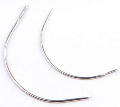JFFX 50 Pieces C Needles for Sewing, C Type Curved Wig Making Needle, Hand Sewing Needle Upholstery Carpet Leather Canvas Repair Weaving Needles