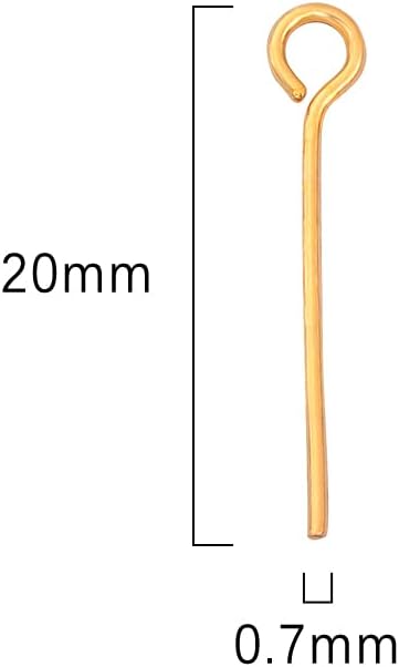 18K Gold Plated Open Eye Pins Non Tarnish 20mm 200pcs for Jewelry Making Findings