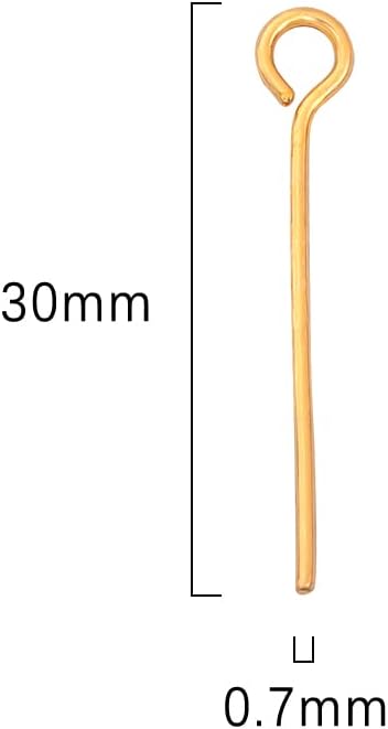 18K Gold Plated Open Eye Pins Non Tarnish 30mm 150pcs for Jewelry Making Findings