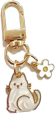 Cat Keychain For Women, Enamel Flower Shell Pearl Colorful Flow Hemp Cartoon Small And Cute Charm Gift Accessories