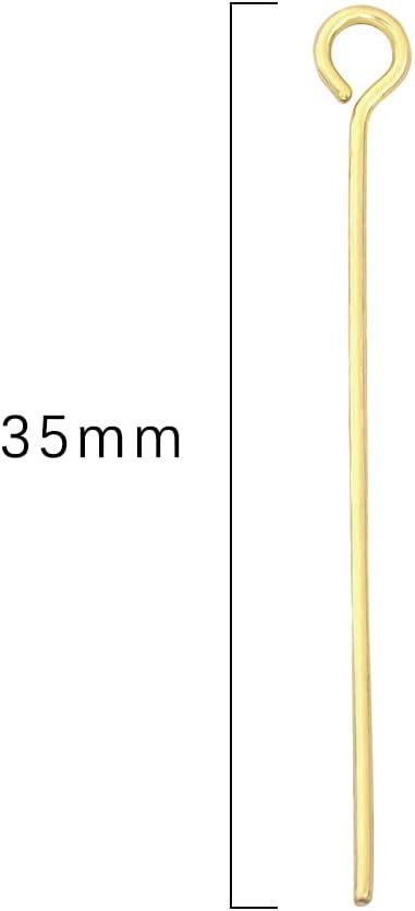 14K Gold Plated Open Eye Pins Non Tarnish 35mm 150pcs for Jewelry Making Findings