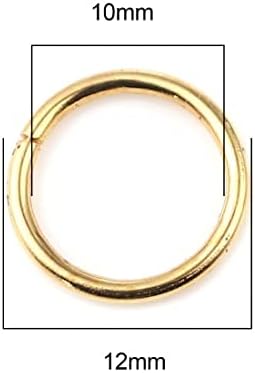 HDSupplies 200 Pieces - 12mm Jump Rings Gold Tone - 16 Gauge (1.2mm Thickness)