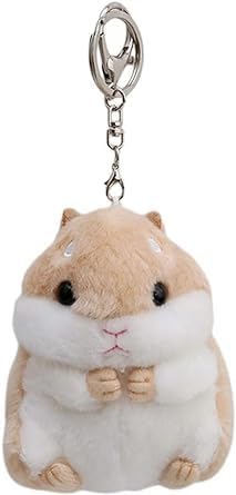 Khaki Cute Hamster Keychain Keychain Charms Wallet Backpack Handbag Charms Automobile Keychains Automotive Trim Women's Key Rings and Keychains Automobile,Accessories