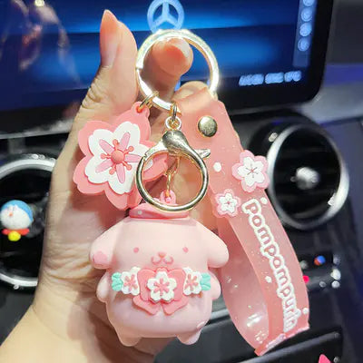 Pink Cherry Blossom Sanrio Cinnamoroll Keychain Decor