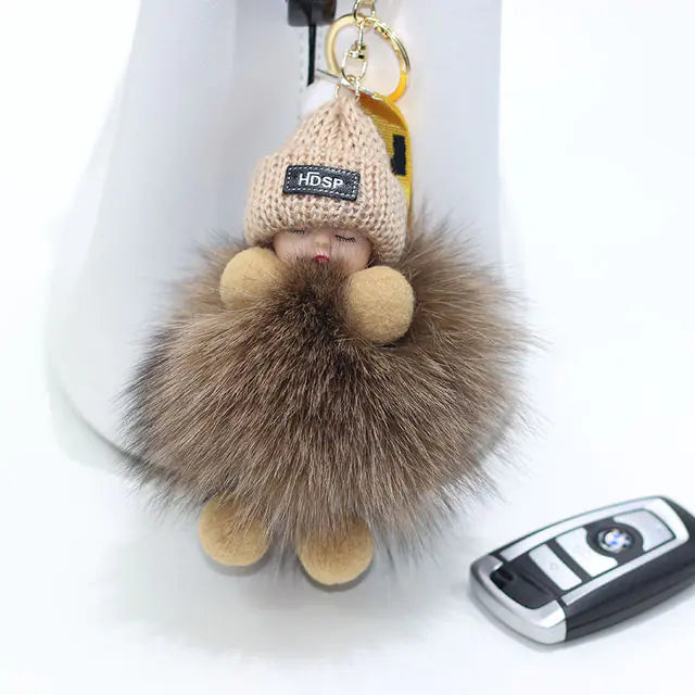 Cute Furry Plush Doll Keychain for Gift Decoration