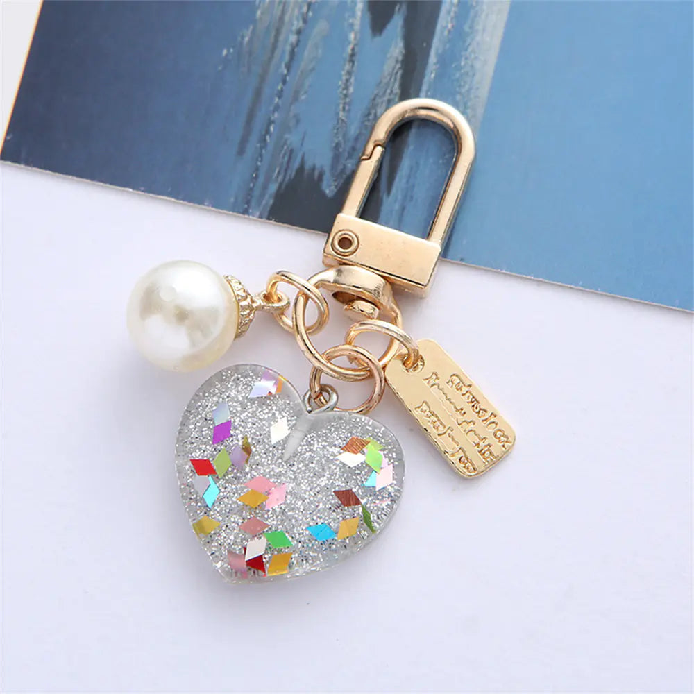 Acrylic Pearl Love Keychain Pendant for Headphones