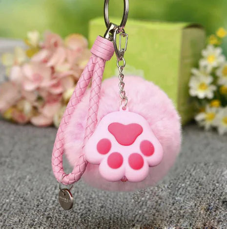 Cat Paw Plush Keychain and Keyring Loop