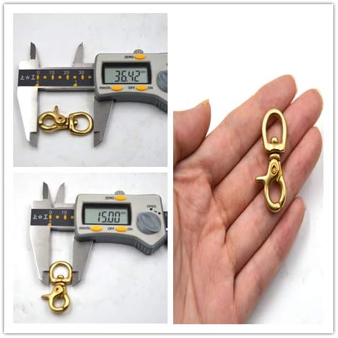 Okones Pack of 4,2/5''Eye Diameter,1-4/9'‘ Overall Length,Finish Surface Solid Brass Lobster Clasps Oval Swivel Trigger Clips Hooks (2/5''1-4/9''length Round)