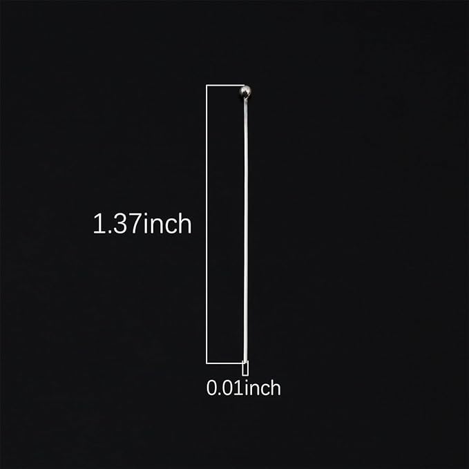925 Sterling Silver Ball Head Pins 0.5x35mm 20pcs for Jewelry Making Findings