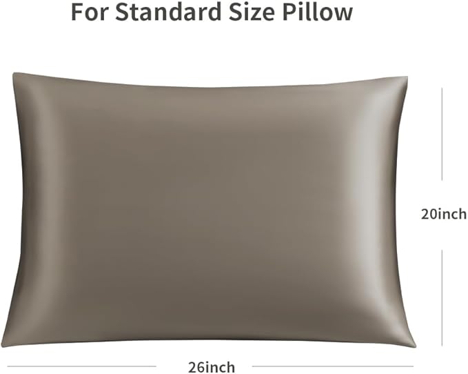 STONECREST Silk Pillowcase, 100% Organic Mulberry Silk, Real 22 Momme 6A Grade, Oeko-Tex Certified, Luxury Pillow Cover for Hair & Skin, with Hidden Zipper(1 Pc Standard 20x26, Brown)