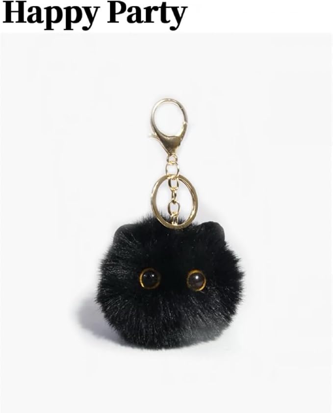 Stocking Stuffers, Cute Cat Plush Keychains Cool Cat Pom Pom Car Keychain Kawaii Backpack Christmas Gifts for Women