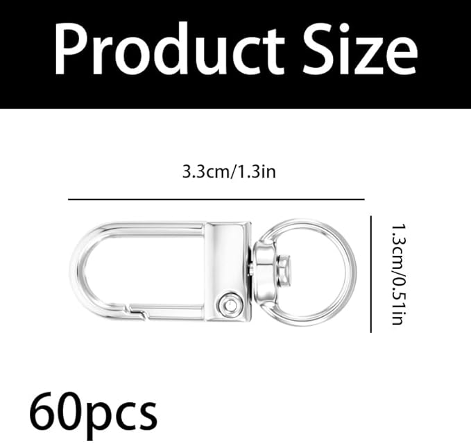 60 Pcs Swivel Lobster Claw Clasps Key Chain Hooks Zinc Alloy Swivel Slasp for Jewelry Making Bags Keychain Art Crafts