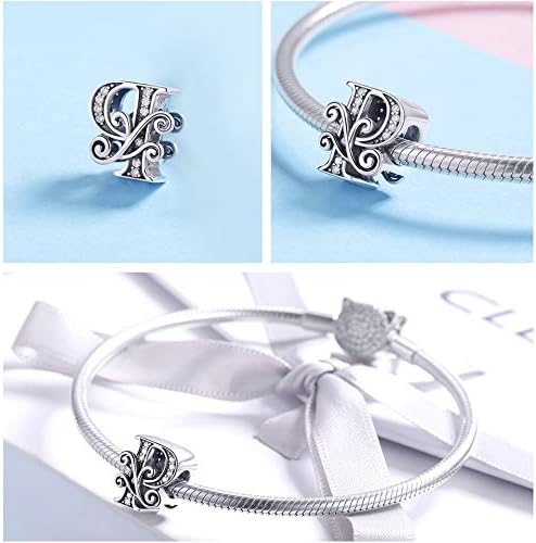 925 Sterling Silver Letter Charms for Pandora Bracelets Alphabet Initial Charms Beads Birthday Christmas Jewelry Gift for Women