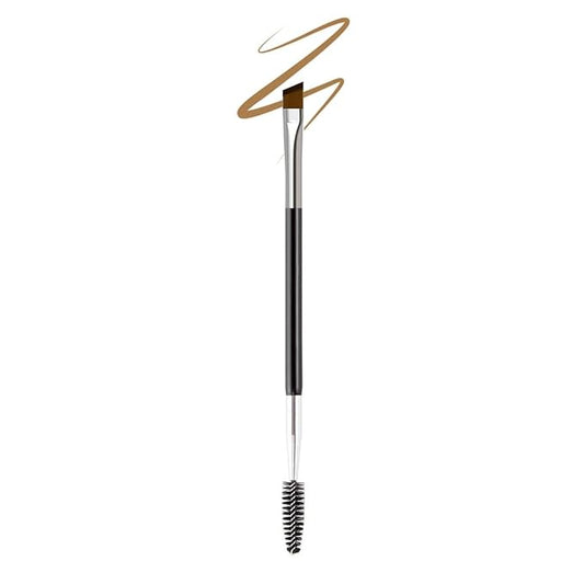 qiipii Professional Double-Ended Angled Eyebrow and Spoolie Brush - Makeup Grooming Tool for Precision Application of Brow Powders, Shaping and Lash Grooming