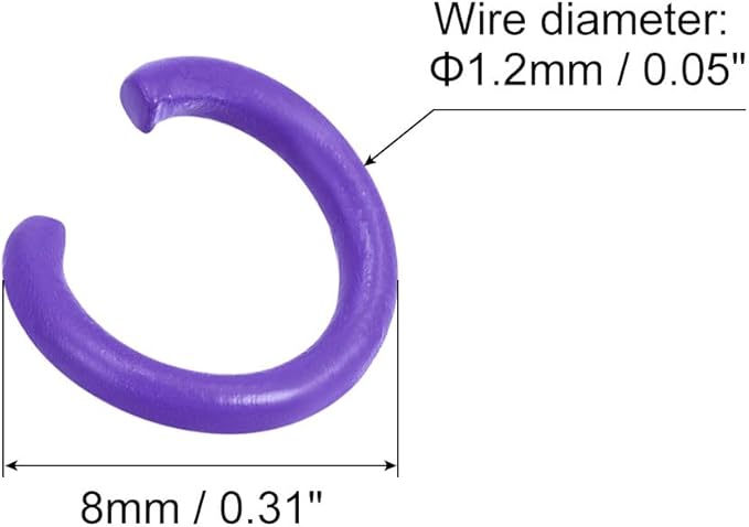 uxcell Open Jump Rings, 8mm Colorful O-Ring Connectors for DIY Crafts Jewelry Making, Carbon Steel, Dark Purple, 200Pcs