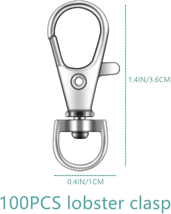 50PCS Key Chain Clip Hooks, Swivel Clasps Lanyard Snap Hook, Keychain Hooks for Lanyard Key Rings Crafting Silver