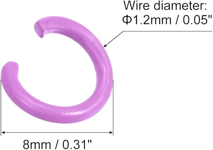 uxcell Open Jump Rings, 8mm Colorful O-Ring Connectors for DIY Crafts Jewelry Making, Carbon Steel, Purple, 200Pcs