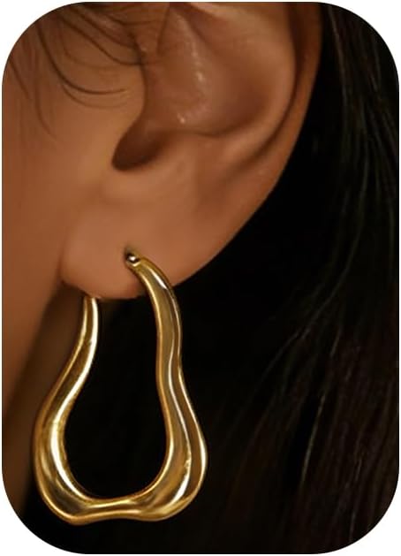 Gold Earrings for Women Trendy, Chunky Gold Huggie Stud Hoop Hypoallergenic Earrings, Jewelry Gifts for Best Friend