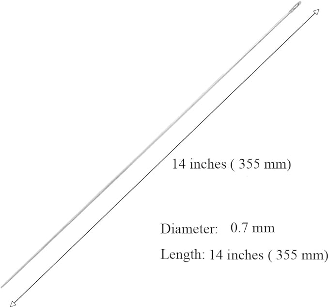 3Pcs Hawaiian Lei Needle for Leis Making, 14 Inch Large Eye Sweing Long Needle for Flower Lei Making Lei Needle to Make Hawaiian Lei for Graduation Wedding Birthday Party, Dia 0.7mm, LXLVOUEG