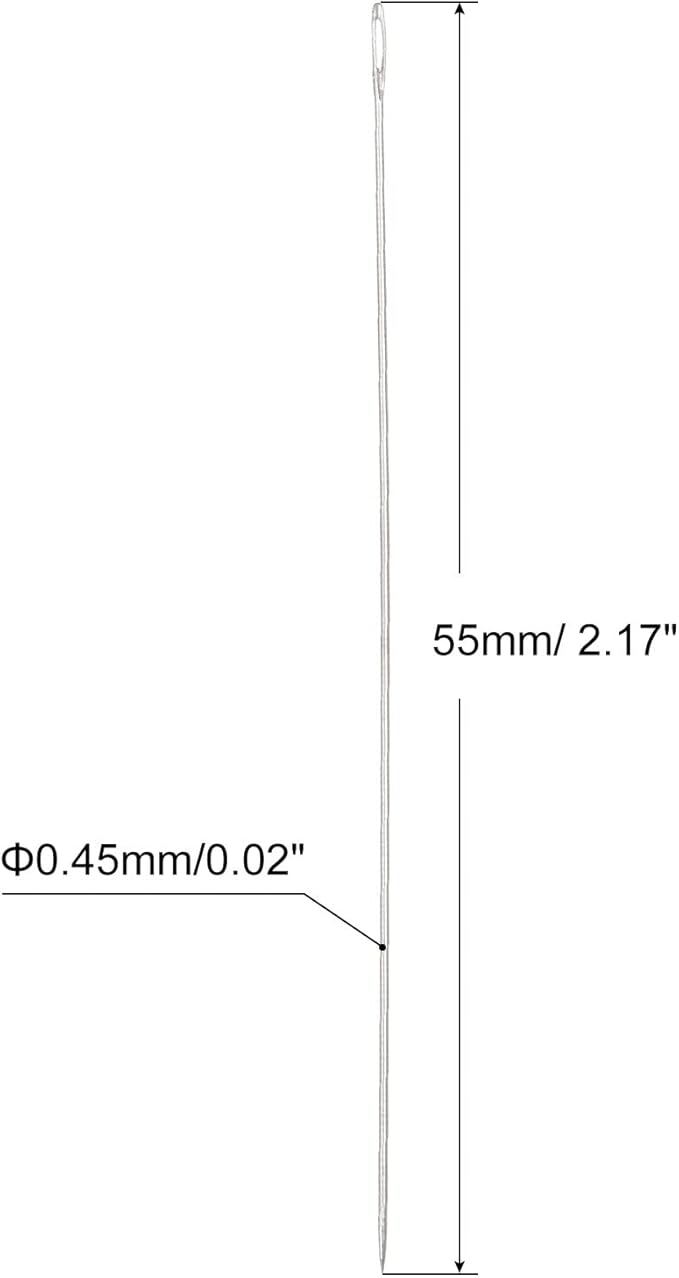 uxcell 25Pcs Beading Needles Fine Thin Long Straight Sewing Embroidery Threads Stainless Steel 2.17 Inch