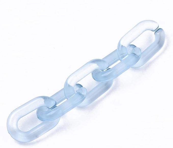 Beadthoven 100pcs Transparent Acrylic Linking Rings Oval Quick Link Connectors for Curb Chains Purse Eyeglass Chain DIY Craft Making 15x9x3mm (Light Sky Blue)