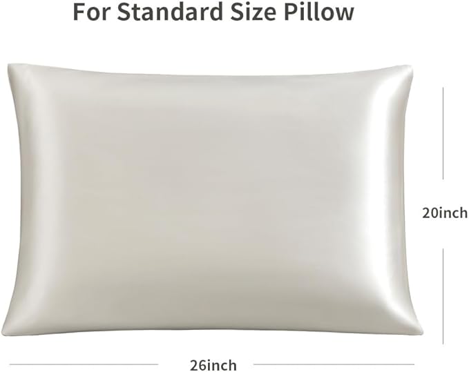 STONECREST Silk Pillowcase, 100% Organic Mulberry Silk, Real 22 Momme 6A Grade, Oeko-Tex Certified, Luxury Pillow Cover for Hair & Skin, with Hidden Zipper(1 Pc Standard 20x26, Beige)