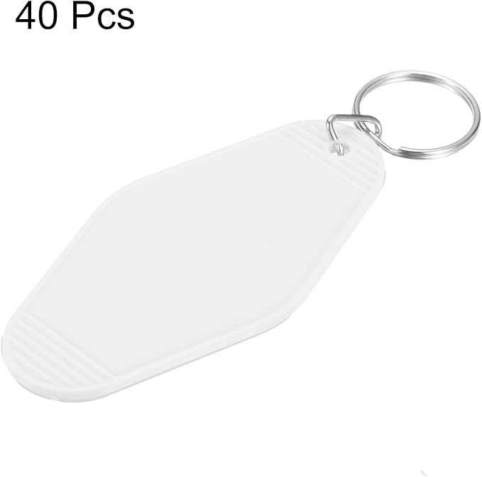 uxcell 40pcs Hotel Keychains Blank Vintage Plastic Rhombus Motel Keychains Hotel Key Tags Rings for DIY Luggage Labels