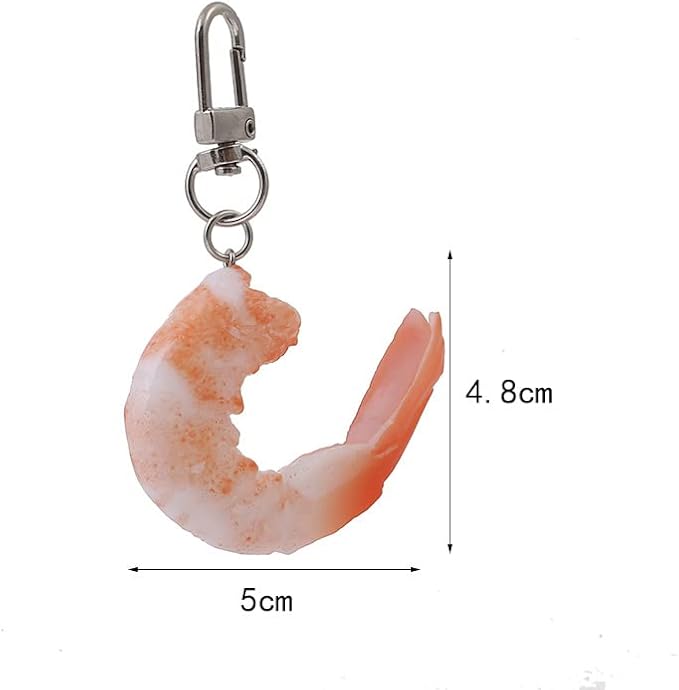 HSYHERE Men Women Creative Interesting Novelty Stylish Mini Simulated Food Orange Shrimp Keychain Key-ring Pendant