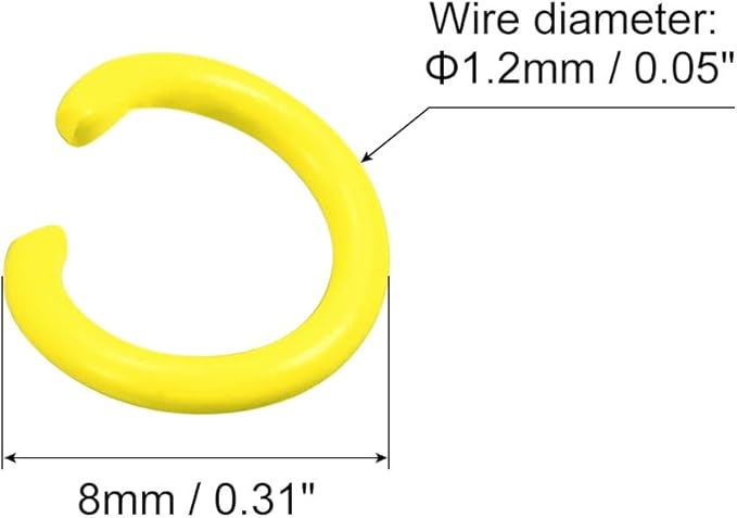 uxcell Open Jump Rings, 8mm Colorful O-Ring Connectors for DIY Crafts Jewelry Making, Carbon Steel, Yellow, 100Pcs