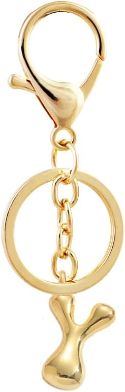 Bubble Letter Initial Keychain for Women Chunky 18 K Gold Plated Alphabet Handbag Bag Charms Purse Accessories Gift