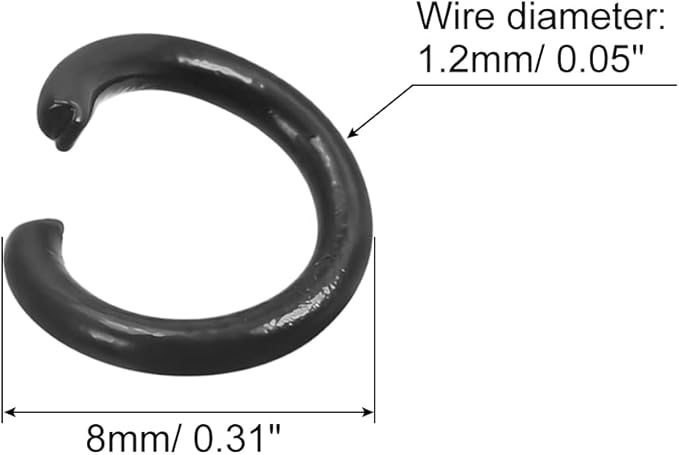 uxcell Open Jump Rings, 8mm Colorful O-Ring Connectors for DIY Crafts Jewelry Making, Carbon Steel, Black, 100Pcs