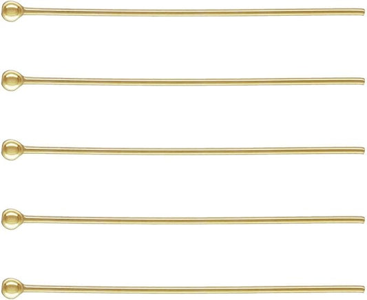 20pcs Adabele Real 1/20 14K Gold Filled 38.1mm/1.5 Inch Ball Head Pins Headpin Non Tarnish (24 Gauge/0.5mm) for DIY Craft Jewelry Making JK7-D38