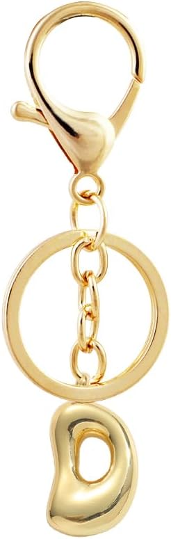 Bubble Letter Initial Keychain for Women Chunky 18 K Gold Plated Alphabet Handbag Bag Charms Purse Accessories Gift