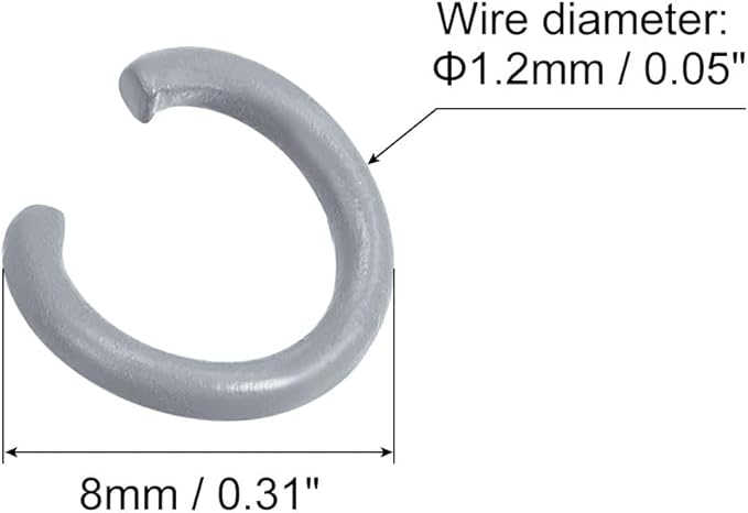 uxcell Open Jump Rings, 8mm Colorful O-Ring Connectors for DIY Crafts Jewelry Making, Carbon Steel, Grey, 200Pcs