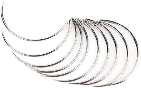 10 Pieces Curved Needles,Veterinary Suture Needles, Sewing Needles, Leather and Weaving Needles for Carpet Leather Canvas Repairing, Blocking Knitting, Modelling and Crafts,Sewing Machine Needles