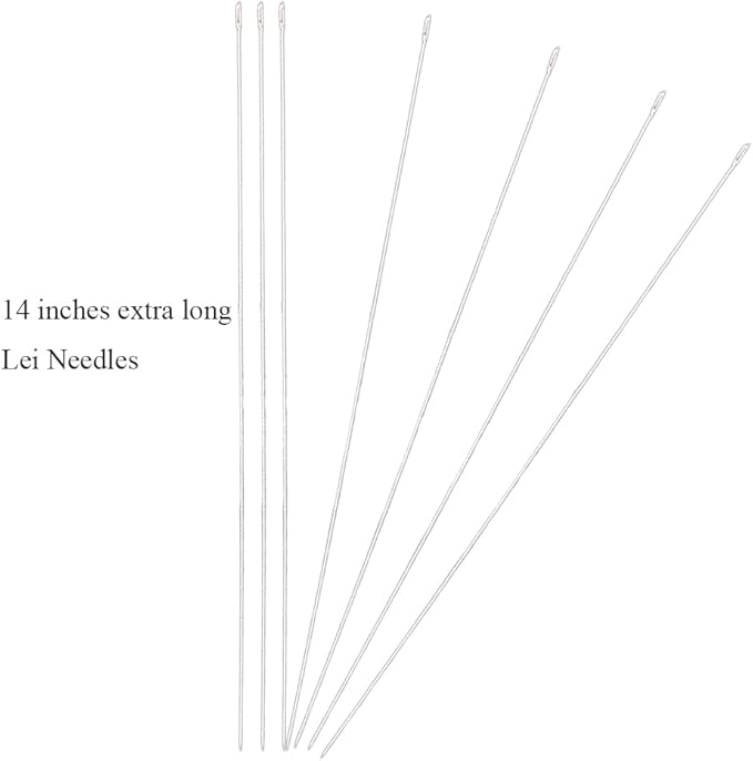 7Pcs Lei Needle for Leis Making, 14 Inch Large Eye Sewing Beading Needle for Art Craft Long Lei Needle to Make Hawaiian Flower Lei for Graduation Wedding Birthday Party, Dia 0.6mm, LXLVOUEG