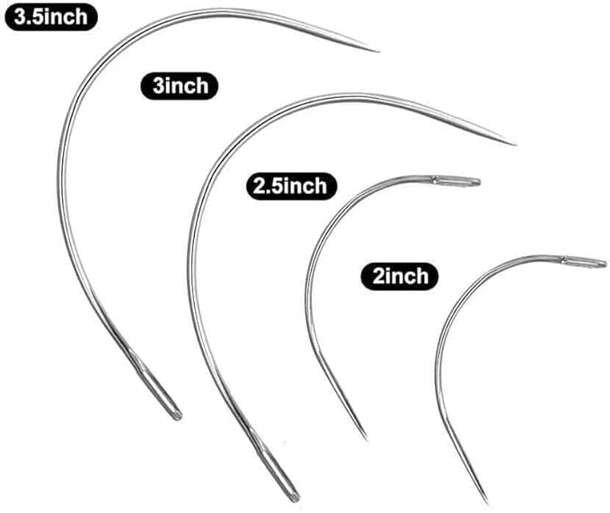 8 PCS 4 Sizes Curved Leather Hand Sewing Needles C Sewing Needles Heavy Duty Curved Leather Needles for Leather Projects Carpet or Canvas Wig Making(2/2.5/3/3.5 Inch)