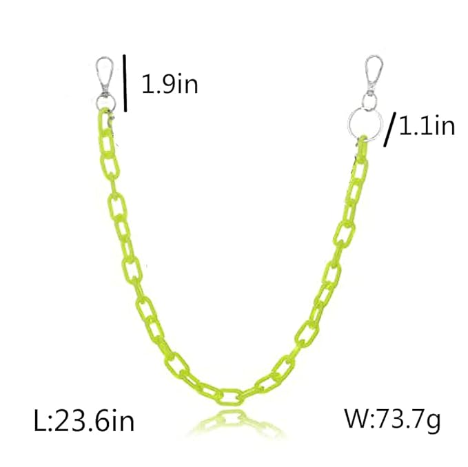 Sither Color Acrylic Jean Chains Wallet Chain Pocket Chain Belt Chains Keychain Hip Hop Punk Jean Pants Wallet Chains for Women and Men Gift on Halloween (green)