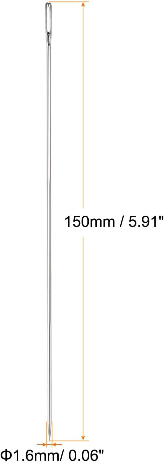 HARFINGTON 30pcs Beading Needles 1.6mm Dia Long Straight Sewing Needles Stainless Steel Embroidery Sewing Needles 6Inch